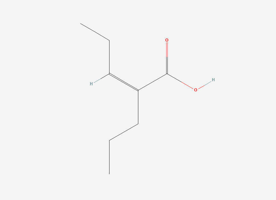 Two-dimensional chemical structure of (Z)-2-propylpent-2-enoic acid
