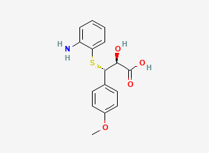 Two-dimensional chemical structure of (2S,3S)-3-((2-Aminophenyl)thio)-2-hydroxy-3-(4-methoxyphenyl)propanoic acid, CAS 42399-48-4