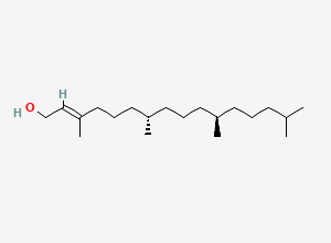 Two-dimensional chemical structure of (E,7S,11R)-3,7,11,15-tetramethylhexadec-2-en-1-ol