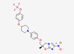 Two-dimensional chemical structure of (S)-2-Methyl-6-nitro-2-((4-(4-(4-(trifluoromethoxy)phenoxy)piperidin-1-yl)phenoxy)methyl)-2,3-dihydroimidazo[2,1-b]oxazole