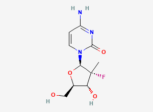 Two-dimensional chemical structure of 2'-deoxy-2'-fluoro-2'-C-methylcytidine, CAS 817204-33-4