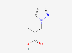 Two-dimensional chemical structure of 2-methyl-3-(1H-pyrazol-1-yl)propanoic acid