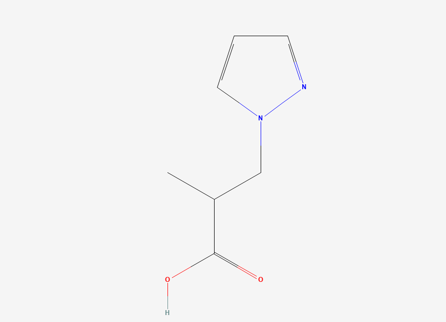 Two-dimensional chemical structure of 2-methyl-3-(1H-pyrazol-1-yl)propanoic acid