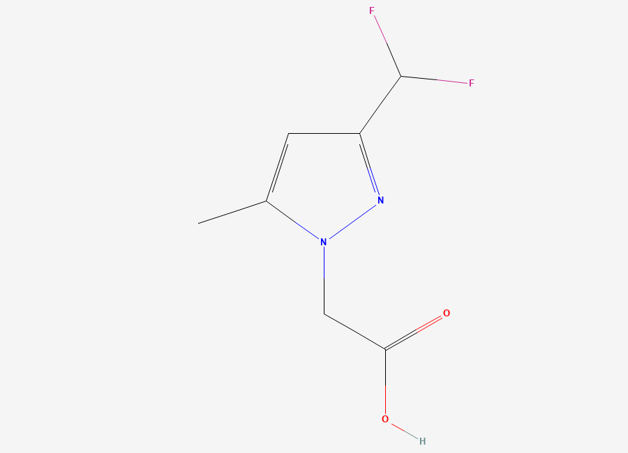 Two-dimensional chemical structure of 2-(3-(difluoromethyl)-5-methyl-1H-pyrazol-1-yl)acetic acid