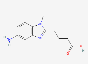 Two-dimensional chemical structure of Bendamustine Dideschloroethyl Acid Impurity/ Dideschloroethyl Bendamustine, CAS 914626-62-3