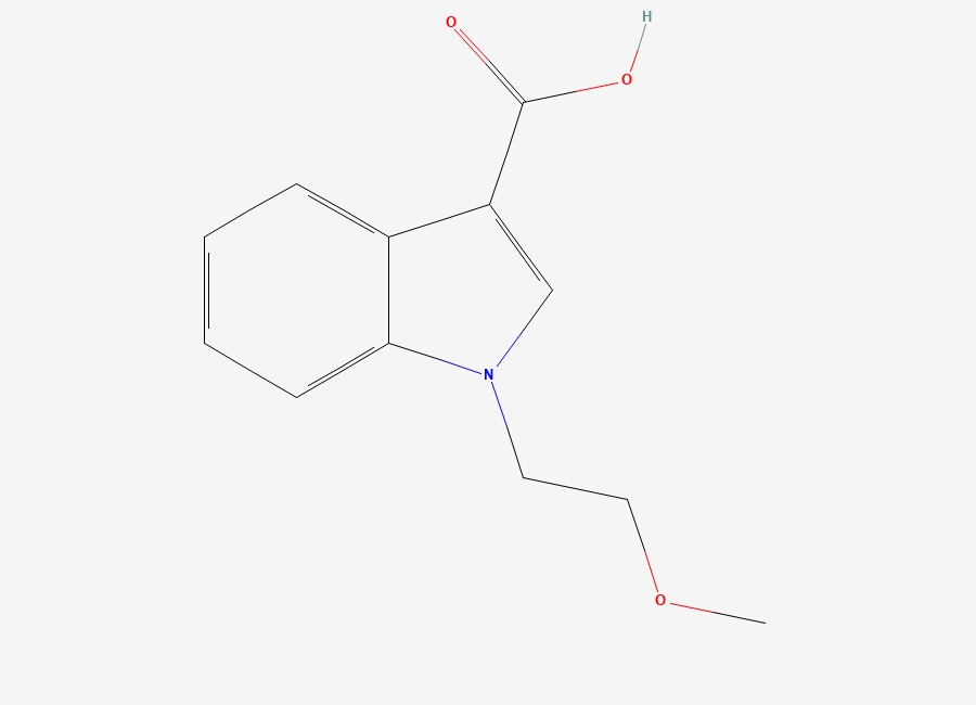 Two-dimensional chemical structure of 1-(2-methoxyethyl)-1H-indole-3-carboxylic acid