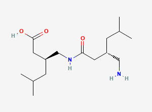 Two-dimensional chemical structure of (3S)-3-[[[(3S)-3-(Aminomethyl)-5-methyl-1-oxohexyl]amino]methyl]-5-methylhexanoic acid