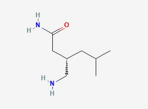 Two-dimensional chemical structure of (S)-3-(aminomethyl)-5-methylhexanamide