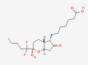 Two-dimensional chemical structure of 7-[(2R,4aR,5S,7aR)-2-(1,1-difluoropentyl)-2-hydroxy-6-oxo-octahydrocyclopenta[b]pyran-5-yl]heptanoic acid