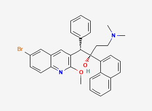 Two-dimensional chemical structure of (1S,2S)-1-(6-Bromo-2-methoxyquinolin-3-yl)-4-(dimethylamino)-2-(naphthalen-1-yl)-1-phenylbutan-2-ol