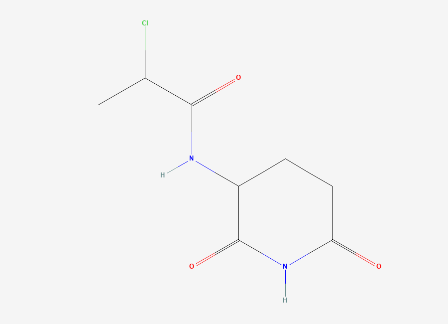 Two-dimensional chemical structure of 2-chloro-N-(2,6-dioxopiperidin-3-yl)propanamide