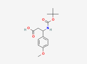 Two-dimensional chemical structure of 3-[(Tert-butoxycarbonyl)amino]-3-(4-methoxyphenyl)propanoic acid