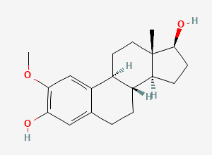 Two-dimensional chemical structure of 2-Methoxyestradiol, CAS 362-07-2
