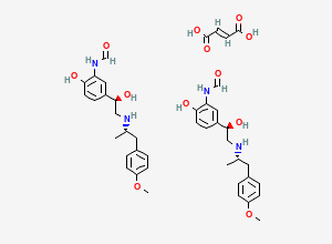 Two-dimensional chemical structure of N-(2-hydroxy-5-((1rs)-1-hydroxy-2-(((1sr)-2-(4-methoxyphenyl)-1-methylethyl)amino)ethyl)phenyl)formamide fumarate