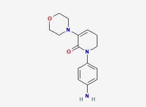 Two-dimensional chemical structure of 1-(4-Aminophenyl)-3-morpholino-5,6-dihydropyridin-2(1H)-one, CAS 1267610-26-3