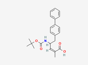 Two-dimensional chemical structure of (Z)-2-methyl-4-[(2-methylpropan-2-yl)oxycarbonylamino]-5-(4-phenylphenyl)pent-2-enoic acid