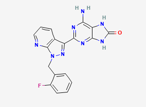 Two-dimensional chemical structure of 6-amino-2-(1-(2-fluorobenzyl)-1H-pyrazolo[3,4-b]pyridin-3-yl)-7H-purin-8(9H)-one