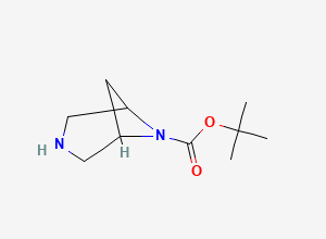 Two-dimensional chemical structure of tert-Butyl 3,6-diazabicyclo(3.1.1)heptane-6-carboxylate