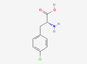 Two-dimensional chemical structure of (2R)-2-amino-3-(4-chlorophenyl)propanoic acid