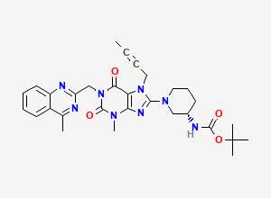 Two-dimensional chemical structure of Tert-butyl (s)-(1-(7-(but-2-yn-1-yl)-3-methyl-1-((4-methylquinazolin-2-yl)methyl)-2,6-dioxo-2,3,6,7-tetrahydro-1h-purin-8-yl)piperidin-3-yl)carbamate