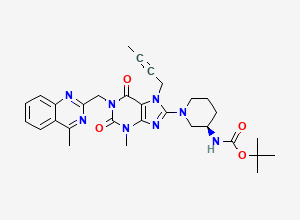 Two-dimensional chemical structure of Linagliptin N-Boc Impurity, CAS 668273-75-4