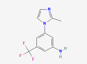 Two-dimensional chemical structure of 3-(2-Methyl-1H-imidazol-1-yl)-5-(trifluoromethyl)aniline, CAS 641571-06-4