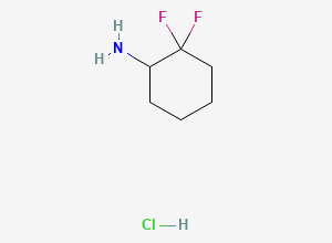 Two-dimensional chemical structure of 2,2-Difluorocyclohexan-1-amine hydrochloride