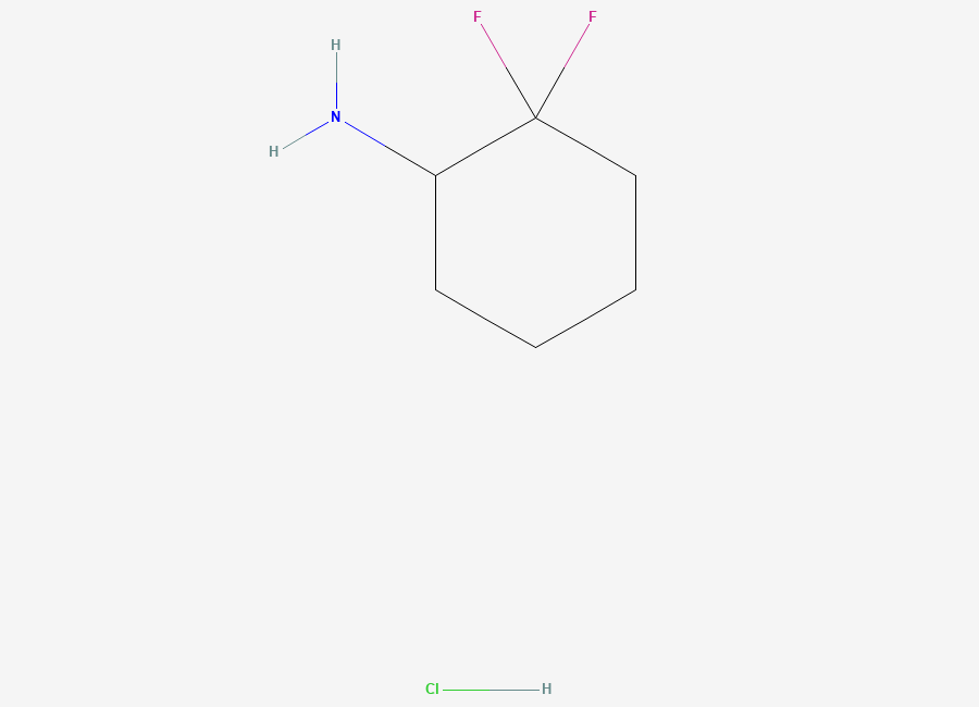 Two-dimensional chemical structure of 2,2-Difluorocyclohexan-1-amine hydrochloride
