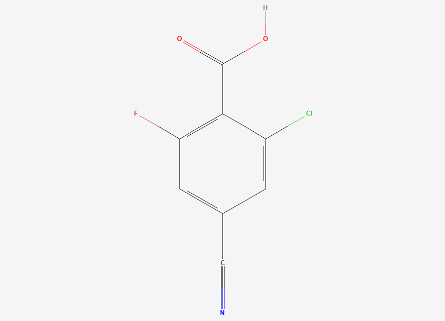 Two-dimensional chemical structure of 2-Chloro-4-cyano-6-fluorobenzoic acid