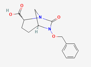 Two-dimensional chemical structure of (2R,5S)-6-(benzyloxy)-7-oxo-1,6-diazabicyclo[3.2.1]octane-2-carboxylic acid