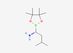 Two-dimensional chemical structure of (R)-3-methyl-1-(4,4,5,5-tetramethyl-1,3,2-dioxaborolan-2-yl)butan-1-amine