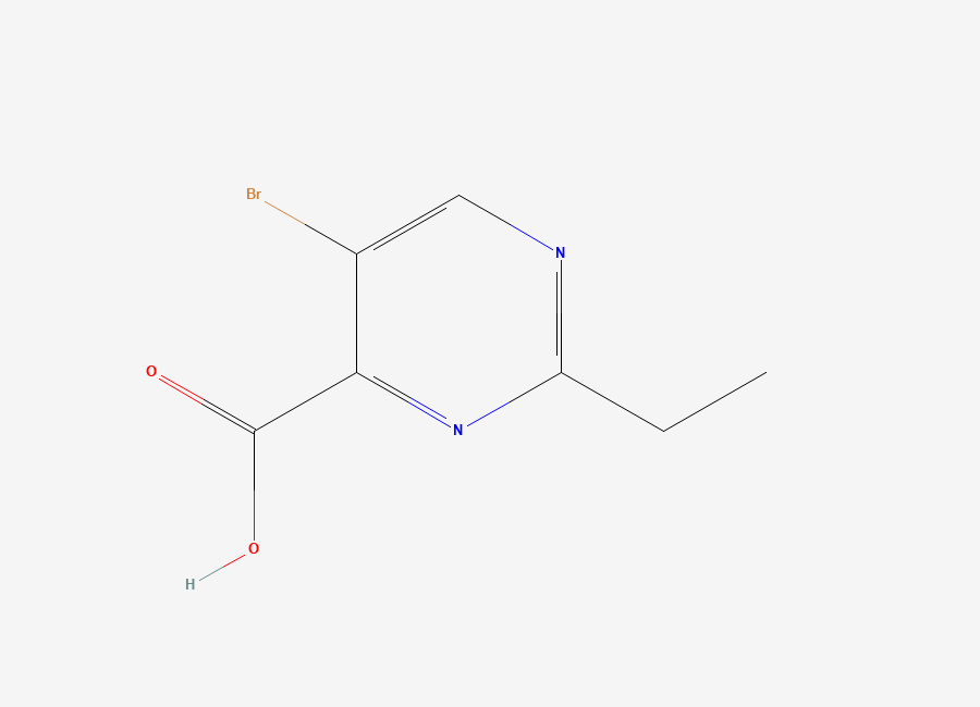 Two-dimensional chemical structure of 5-Bromo-2-ethylpyrimidine-4-carboxylic acid
