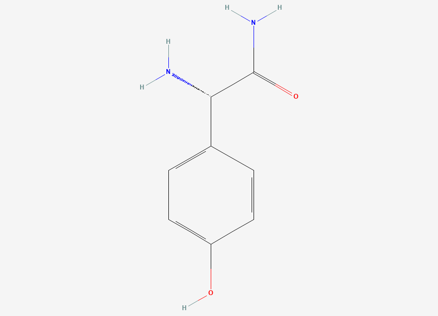 Two-dimensional chemical structure of (2S)-2-amino-2-(4-hydroxyphenyl)acetamide