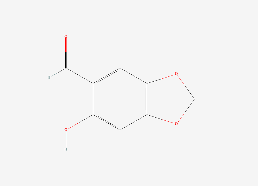 Two-dimensional chemical structure of 6-Hydroxy-1,3-dioxaindane-5-carbaldehyde