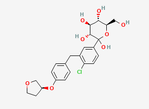 Two-dimensional chemical structure of (3R,4S,5S,6R)-2-(4-chloro-3-(4-(((S)-tetrahydrofuran-3-yl)oxy)benzyl)phenyl)-6-(hydroxymethyl)tetrahydro-2H-pyran-2,3,4,5-tetraol