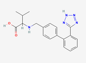 Two-dimensional chemical structure of N-{[2'-(1H-tetrazol-5-yl)biphenyl-4-yl]methyl}valine