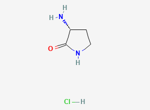 Two-dimensional chemical structure of (R)-3-aminopyrrolidin-2-one hydrochloride