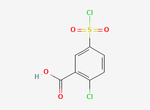 Two-dimensional chemical structure of 2-Chloro-5-chlorosulfonylbenzoic Acid, CAS 137-64-4