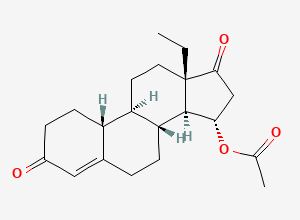 Two-dimensional chemical structure of 15Alpha-Acetoxy-18-methyl-4-estren-3,17-dione, CAS 104933-97-3