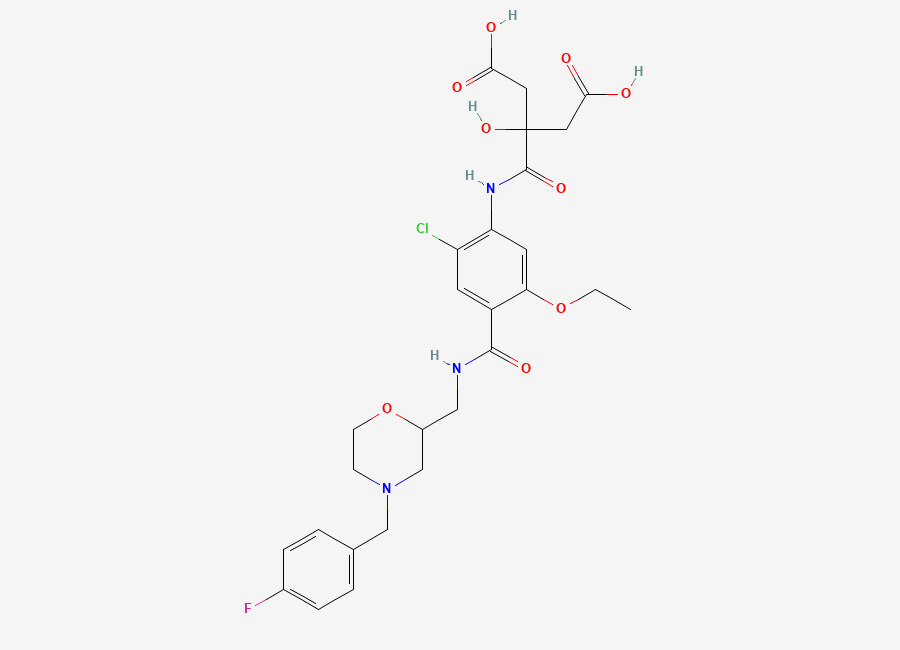 Two-dimensional chemical structure of Mosapride Citric Amide, CAS 1215825-20-9