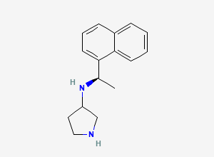Two-dimensional chemical structure of (S)-N-((R)-1-(naphthalen-1-yl)ethyl)pyrrolidin-3-amine dihydrochloride, CAS 870858-86-9
