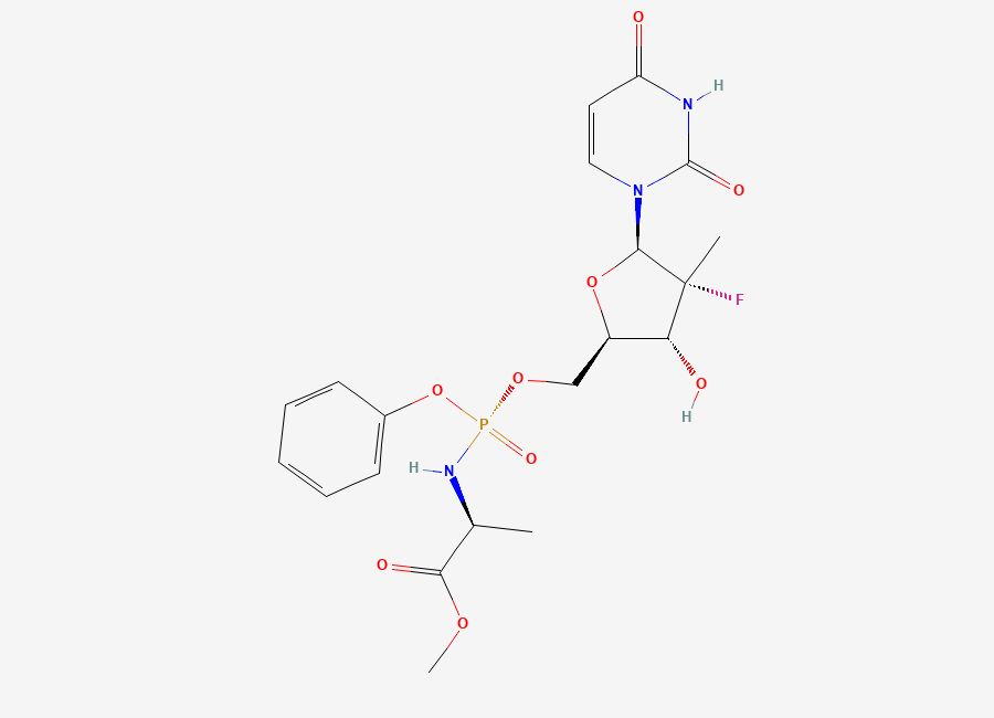 Two-dimensional chemical structure of Sofosbuvir (R)-phosphate methyl ester impurity