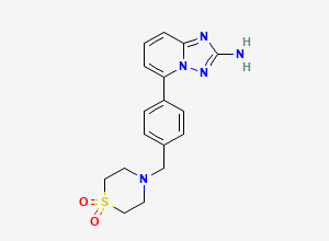 Two-dimensional chemical structure of 5-[4-[(1,1-Dioxo-1,4-thiazinan-4-yl)methyl]phenyl]-[1,2,4]triazolo[1,5-a]pyridin-2-amine, CAS 1257705-09-1
