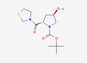 Two-dimensional chemical structure of (2S,4R)-4-Hydroxy-2-(3-thiazolidinylcarbonyl)-1-pyrrolidinecarboxylic acid tert-butyl ester