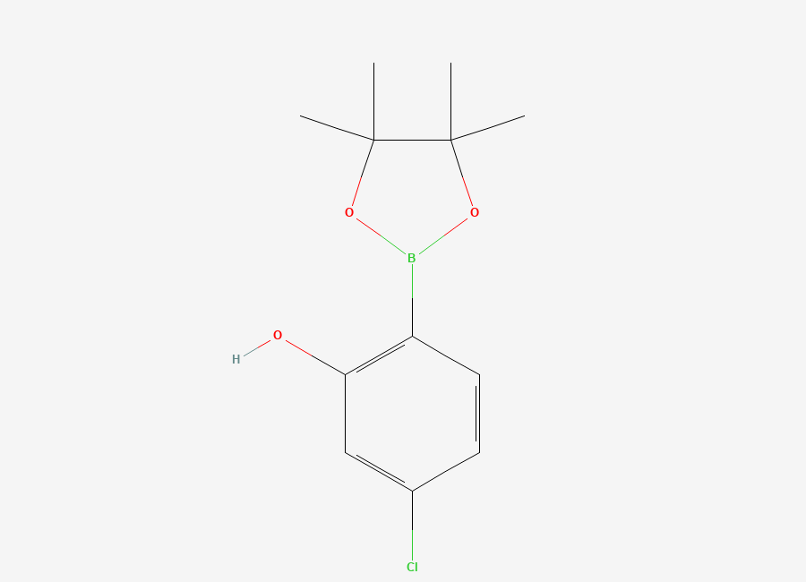 Two-dimensional chemical structure of 5-Chloro-2-(4,4,5,5-tetramethyl-1,3,2-dioxaborolan-2-yl)phenol