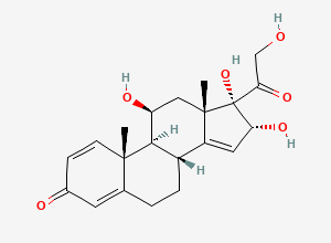 Two-dimensional chemical structure of (8R,9S,10R,11S,13S,16R,17S)-11,16,17-Trihydroxy-17-(2-hydroxyacetyl)-10,13-dimethyl-6,7,8,9,10,11,12,13,16,17-decahydro-3H-cyclopenta[a]phenanthren-3-one, CAS 131918-73-5