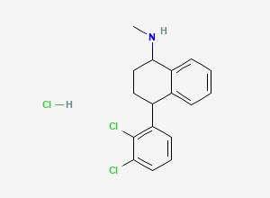 Two-dimensional chemical structure of 4-(2,3-dichlorophenyl)-N-methyl-1,2,3,4-tetrahydronaphthalen-1-amine;hydrochloride