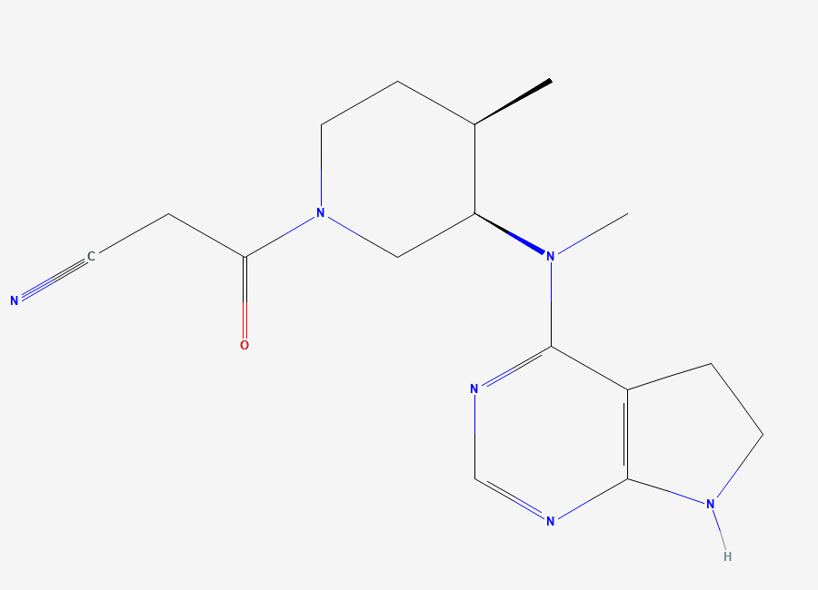 Two-dimensional chemical structure of Dihydro Tofacitinib Impurity/ 5,6-Dihydro Tofacitinib, CAS 1640972-35-5