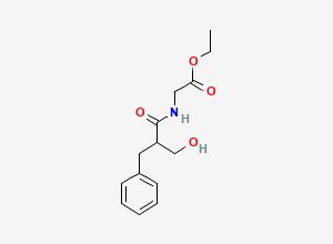 Two-dimensional chemical structure of (S)-ethyl 2-(2-benzyl-3-hydroxypropanamido)acetate, CAS 1431697-70-9