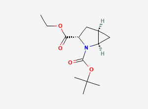 Two-dimensional chemical structure of O2-tert-butyl O3-ethyl (1R,3S,5R)-2-azabicyclo[3.1.0]hexane-2,3-dicarboxylate
